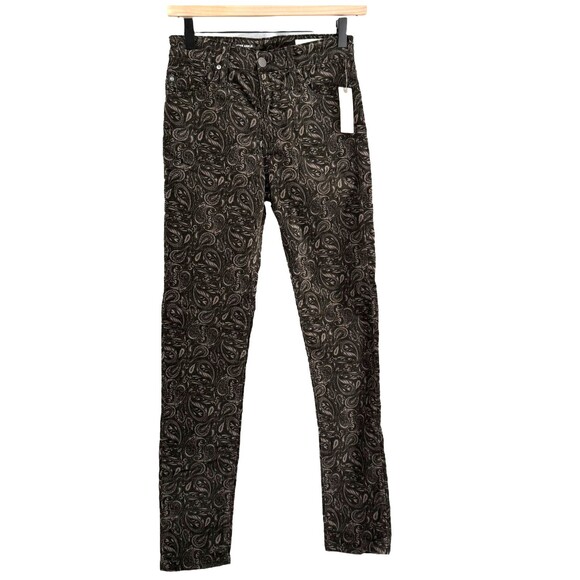 AG x Anthropologie Stevie Velvet Paisley Jeans 26 Ankle Slim High Rise Straight - Picture 2 of 14